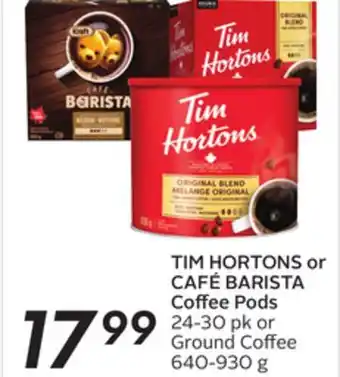 Sobeys Tim hortons or café barista coffee pods offer