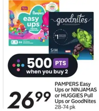 Sobeys Pampers easy ups or ninjamas or huggies pull ups or goodnites offer