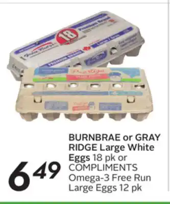 Sobeys Burnbrae or gray ridge large white eggs offer