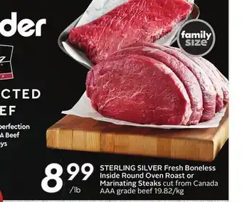 Sobeys Fresh boneless inside round oven roast or marinating steaks offer