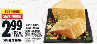 Metro Irresistibles grana padano riserva cheese aged 20 months offer