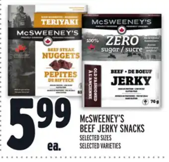 Metro Mcsweeney's beef jerky snacks offer