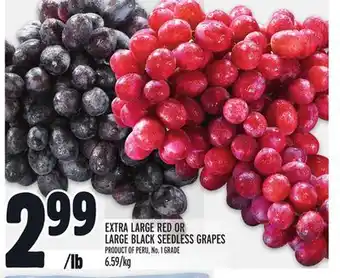Metro Extra large red or large black seedless grapes offer