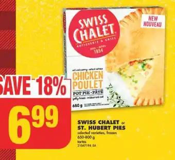 No Frills Swiss chalet or st. hubert pies, 650-800 g offer
