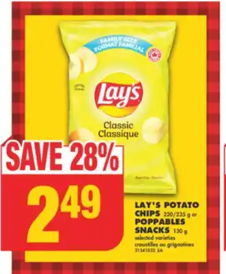 No Frills Lay's potato chips 220/235 g or poppables snacks 130 g offer