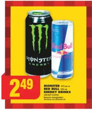 No Frills Monster 473 ml or red bull 250 ml energy drinks offer