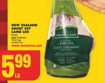 No Frills New zealand short cut lamb leg offer