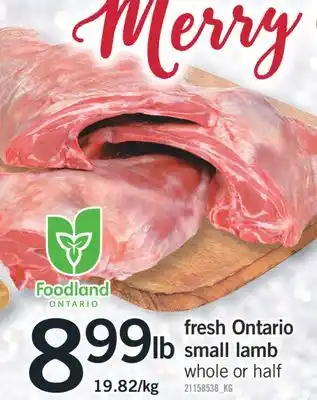 Fortinos Fresh ontario small lamb, 19.82/kg offer