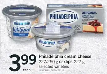 Fortinos Philadelphia cream cheese 227/250 g or dips 227 g offer