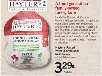 Fortinos Hayter's raised without antibiotics fresh turkey offer