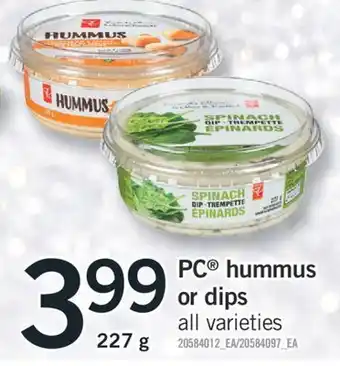 Fortinos Pc hummus or dips offer