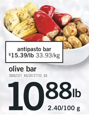 Fortinos Olive bar, 2.40/100 g offer