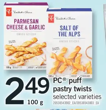 Fortinos Pc puff pastry twists 100 g offer