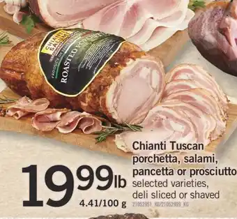 Fortinos Chianti tuscan porchetta, salami, pancetta or prosciutto offer