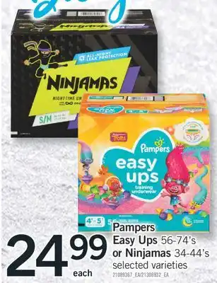 Fortinos Pampers easy ups 56-74' s or ninjamas 34-44' s offer