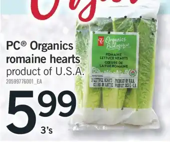 Fortinos Organics organics romaine hearts offer