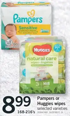 Fortinos Pampers or huggies wipes 168-216's offer