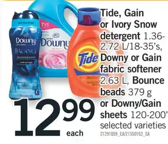 Fortinos Tide, gain or ivory snow detergent detergent 1.36-1.36-2.72 l/18-35' s, 2.72 l/18-35' s, downy or gain downy or gain fabric s offer