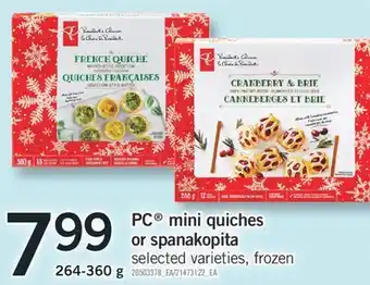 Fortinos Pc mini quiches or spanakopita, 264-360 g offer