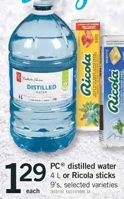 Fortinos Pc distilled water 4 l or ricola sticks 9' s offer