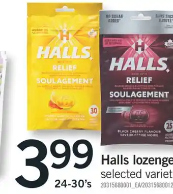 Fortinos Halls lozenges, 24-30's offer