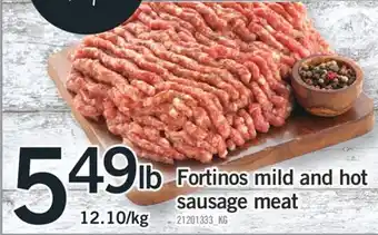 Fortinos Fortinos mild and hot sausage, 12.10/kg offer