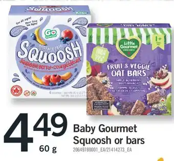 Fortinos Baby gourmet squoosh or bars, 60 g offer
