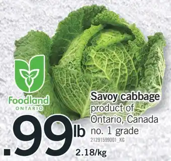 Fortinos Savoy cabbage, 2.18/kg offer