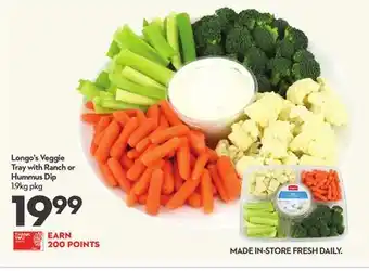 Longo's Longo's veggie tray with ranch or hummus dip offer