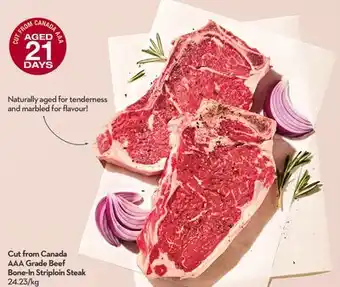 Longo's Cut from canada aaa grade beef bone-in striploin steak offer