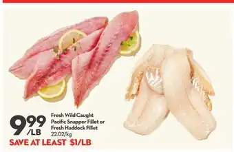 Longo's Fresh wild caught pacific snapper fillet or fresh haddock fillet offer