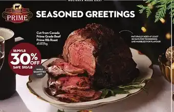 Longo's Seasoned greetings cut from canada prime grade beef prime rib roast offer