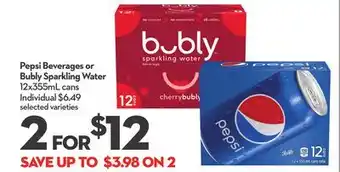 Longo's Pepsi beverages or bubly sparkling water offer