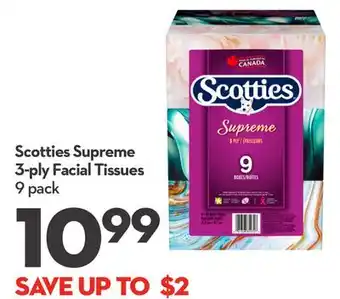 Longo's Scotties supreme 3-ply facial tissues 9 pack offer
