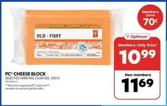 Real Canadian Superstore Pc cheese block, 500 g offer