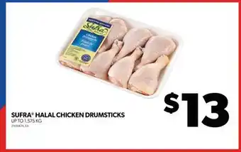 Real Canadian Superstore Sufra halal chicken drumsticks, up to 1.575 kg offer
