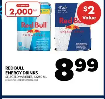 Real Canadian Superstore Red bull energy drinks, 4x250 ml offer
