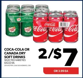 Real Canadian Superstore Coca-cola or canada dry soft drinks, 6x222 ml offer