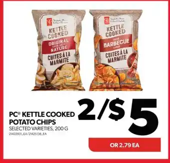 Real Canadian Superstore Pc kettle cooked potato chips, 200 g offer