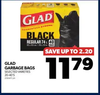 Real Canadian Superstore Glad garbage bags, 20-40's offer