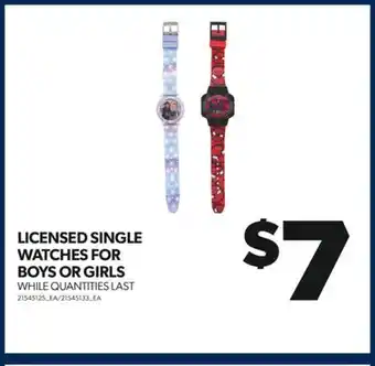 Real Canadian Superstore Licensed single watches for boys or girls offer