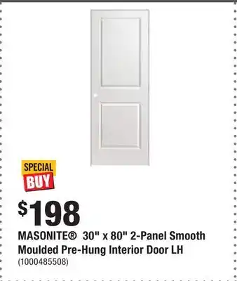 Home Depot Masonite 30 x 80 2-panel smooth moulded pre-hung interior door lh offer