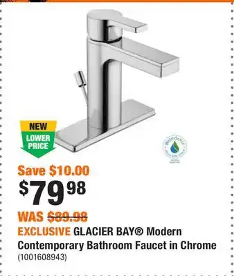Home Depot Exclusive glacier bay modern contemporary bathroom faucet in chrome offer