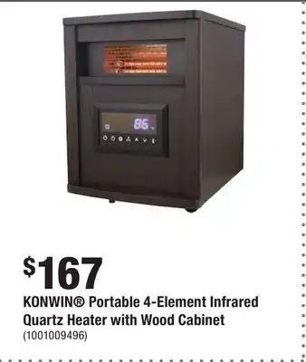 Home Depot Konwin portable 4-element infrared quartz heater with wood cabinet offer