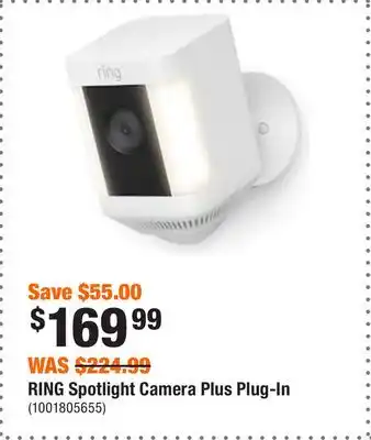 Home Depot Ring spotlight camera plus plug-in offer