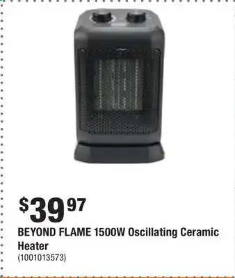 Home Depot Beyond flame 1500w oscillating ceramic heater offer