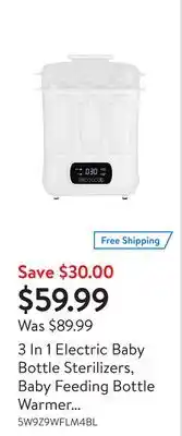 Walmart 3 in 1 electric baby bottle sterilizers, baby feeding bottle warmer steam cleaner and dryer offer