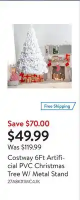Walmart Costway 6ft artificial pvc christmas tree w/ metal stand offer