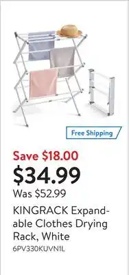 Walmart Kingrack expandable clothes drying rack, white offer