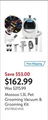 Walmart Moosoo 1.3l pet grooming vacuum & grooming kit offer